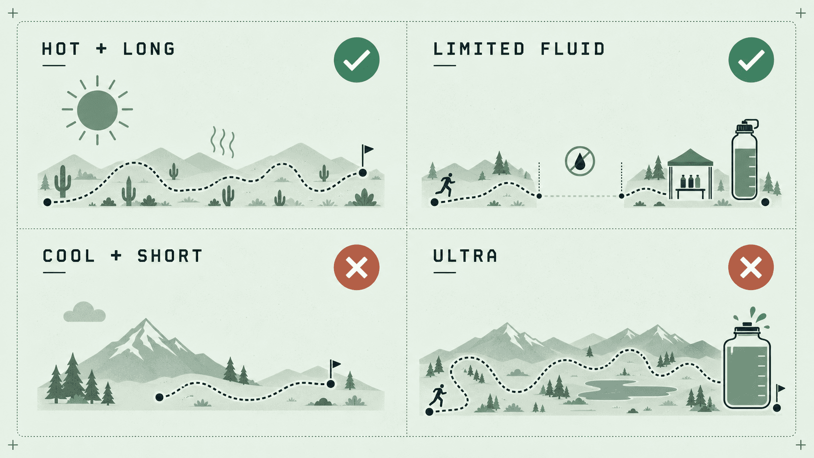 Four race contexts showing when glycerol hyperhydration is worth testing or skipping