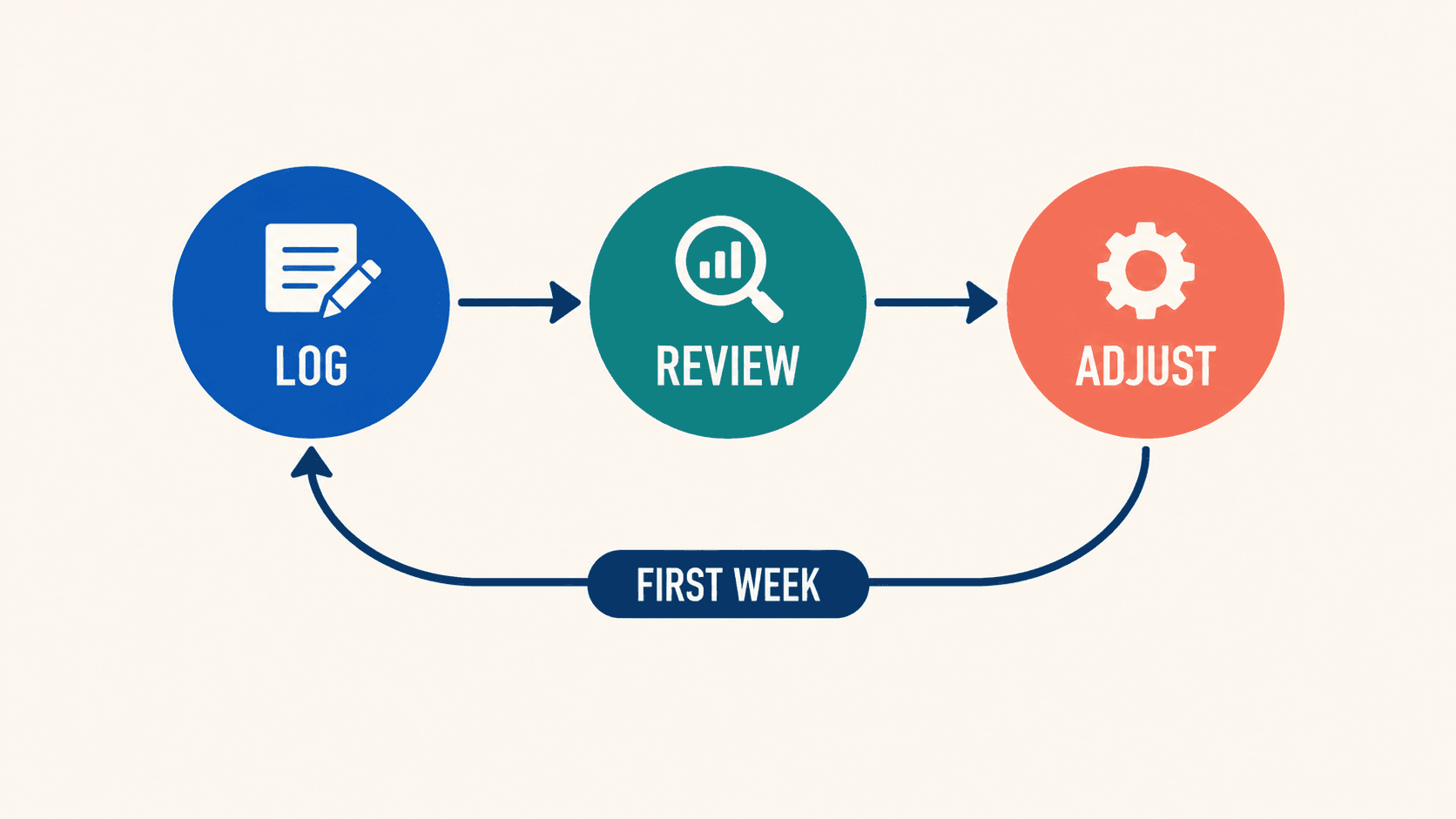 Fuel's first-week data loop moves from logging to review to adjustment