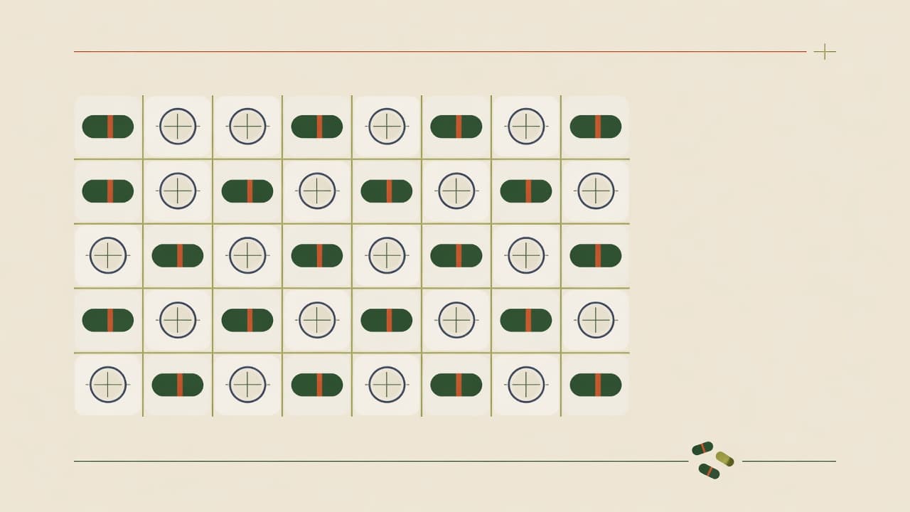 An alternate-day iron supplement schedule, showing recovery time between doses.