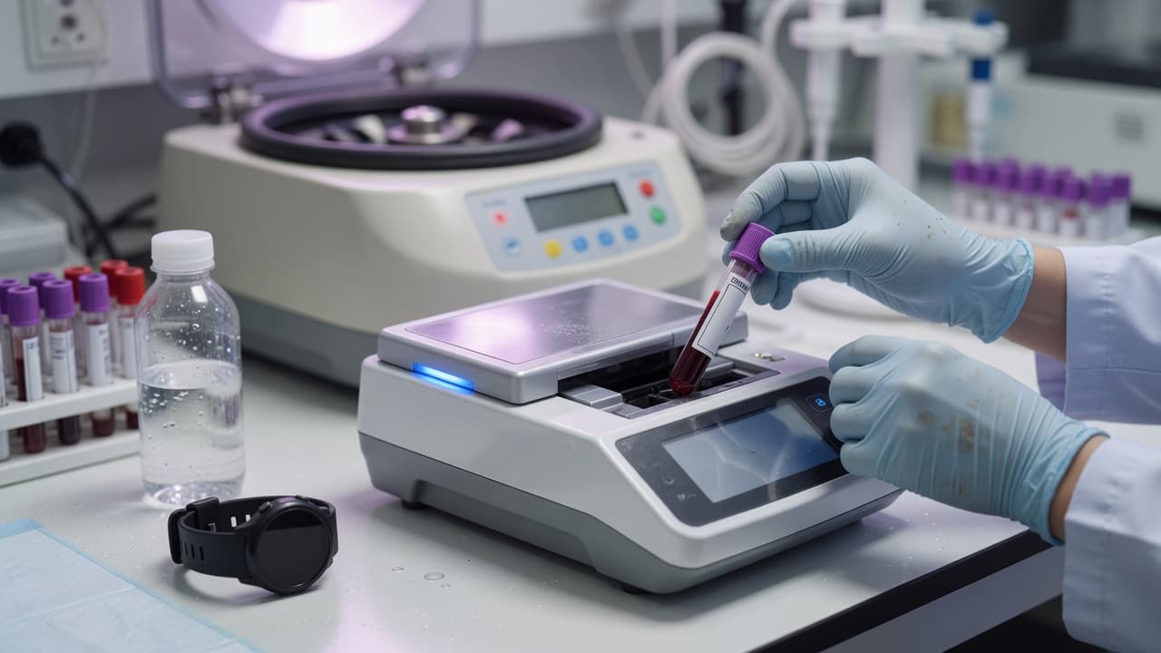 Ferritin recovery visualized across a training block and follow-up blood test.