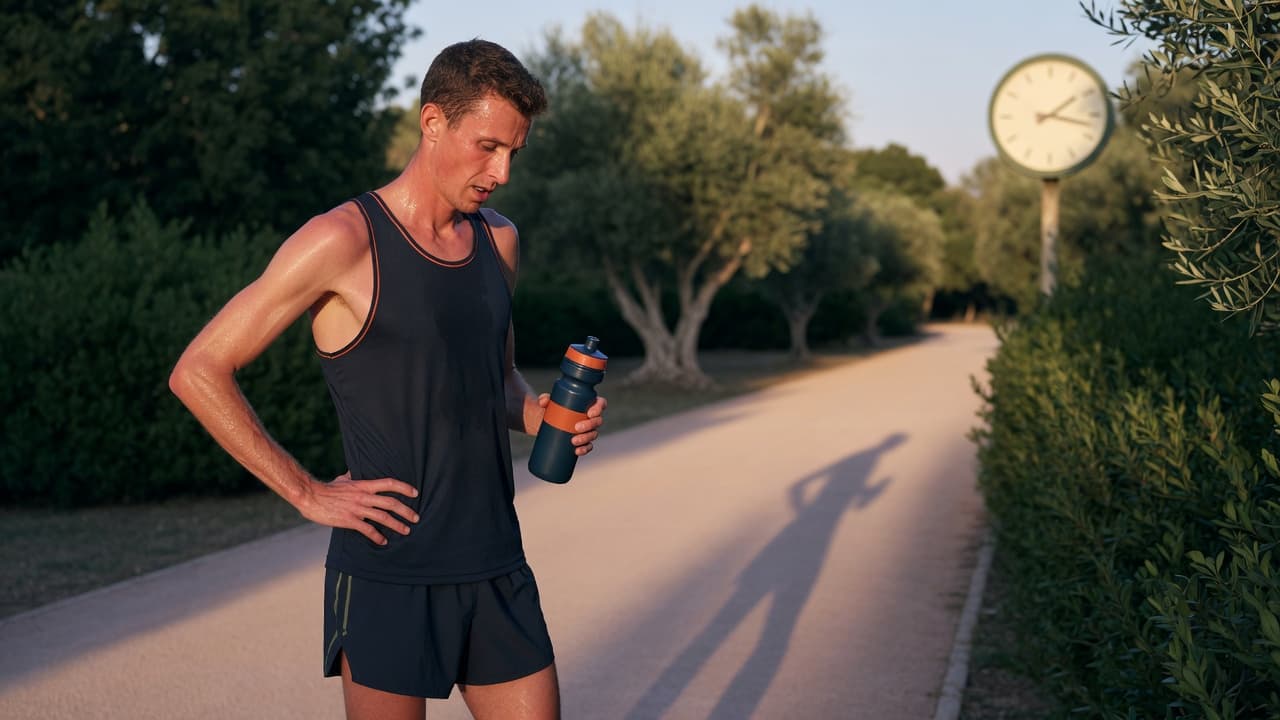An endurance runner after a hard session, illustrating the post-exercise window when iron absorption falls.