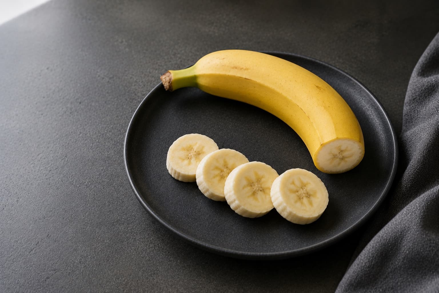 A ripe yellow banana and a brown-spotted overripe banana side by side