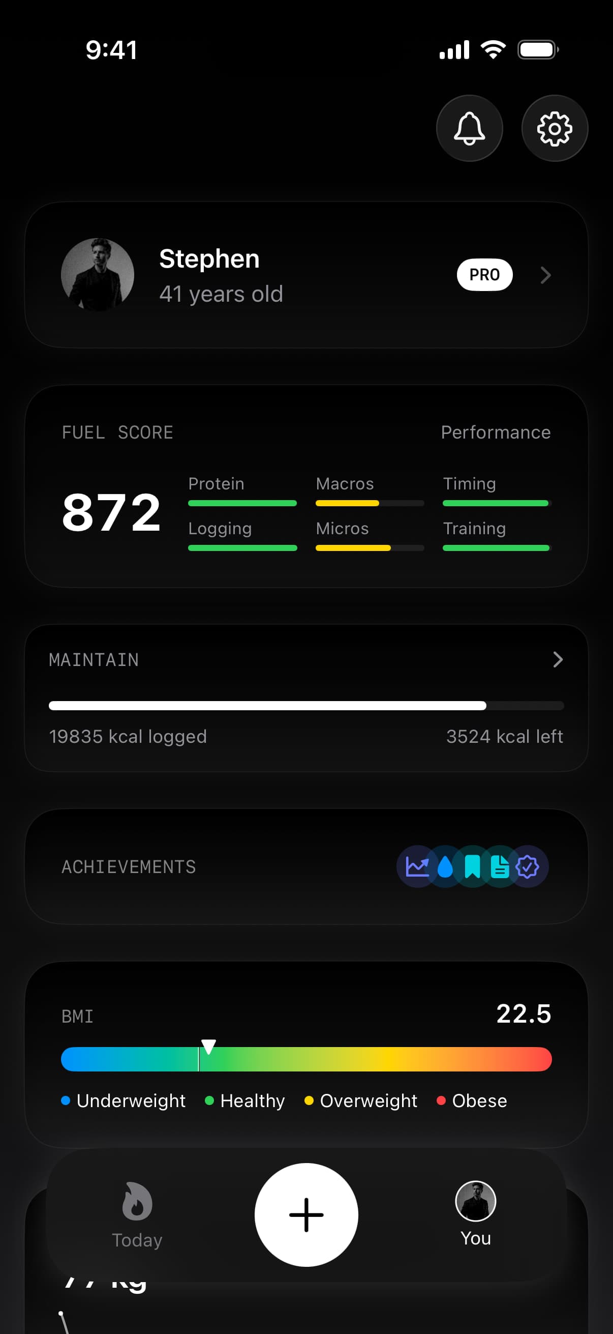 Fuel Score tile on You showing Stephen’s profile and a populated Performance score