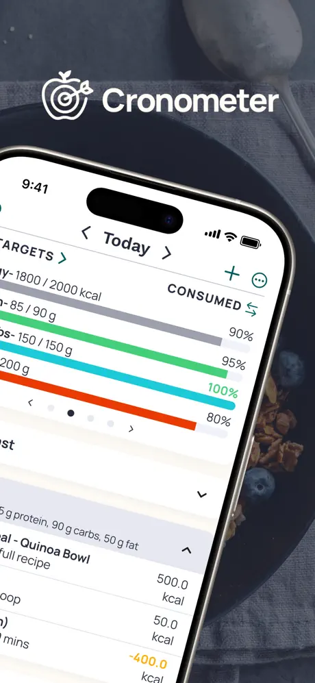 Cronometer dashboard showing detailed nutrient tracking and daily targets