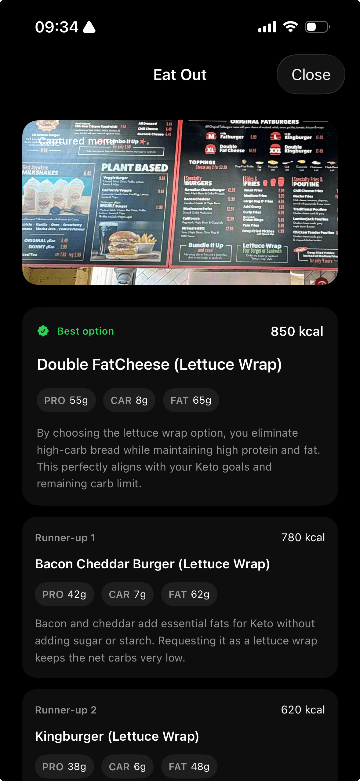 Scan the menu