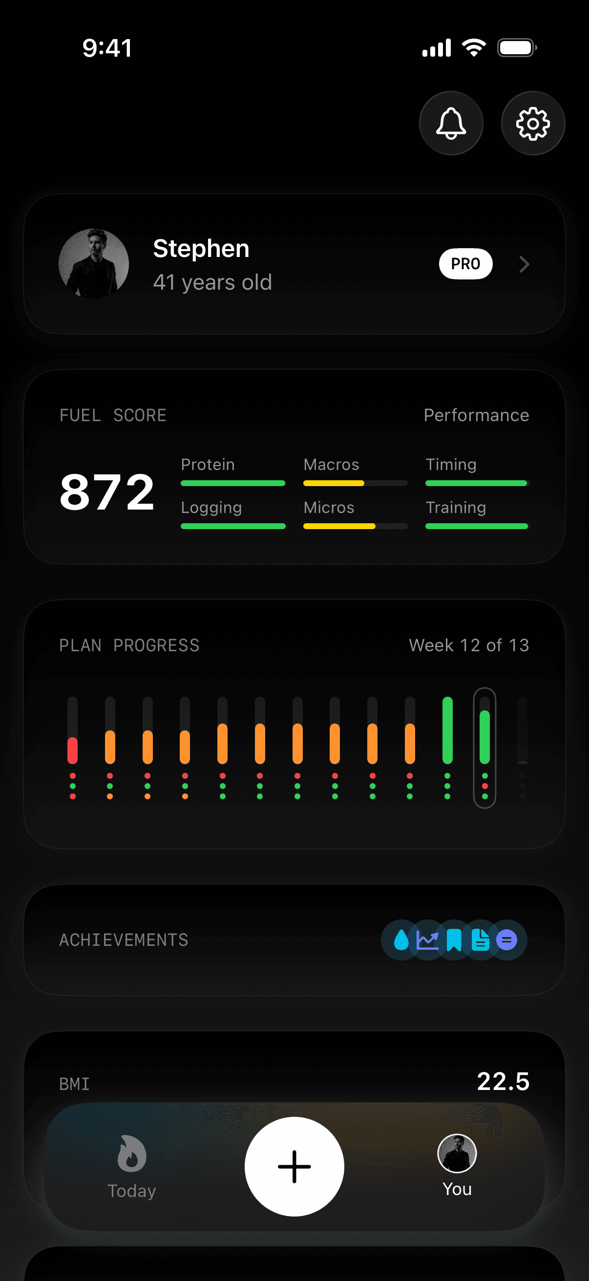 Fuel plan progress screen showing goal progress and trend over time
